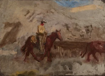 Skizze eines Cowboys bei der Arbeit